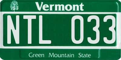 VT license plate NTL033