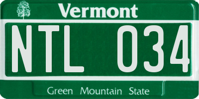 VT license plate NTL034