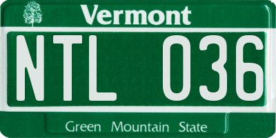 VT license plate NTL036