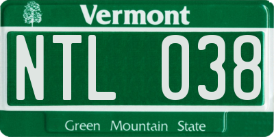 VT license plate NTL038