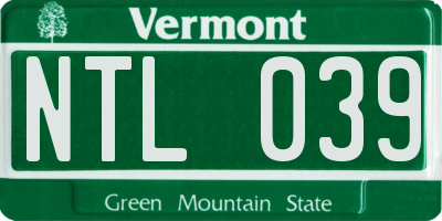 VT license plate NTL039