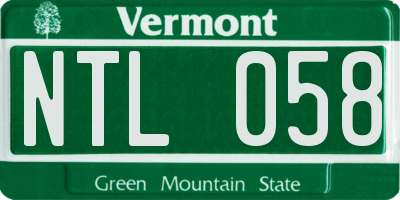 VT license plate NTL058