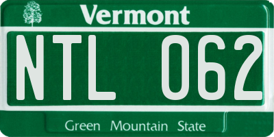 VT license plate NTL062
