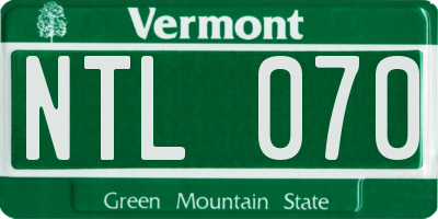 VT license plate NTL070