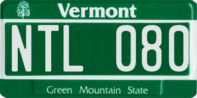 VT license plate NTL080