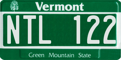 VT license plate NTL122
