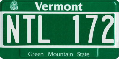 VT license plate NTL172