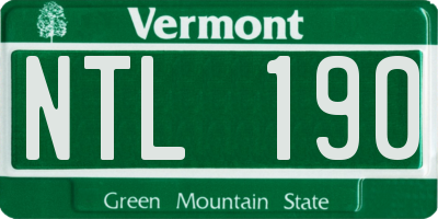 VT license plate NTL190