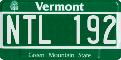 VT license plate NTL192