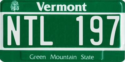 VT license plate NTL197