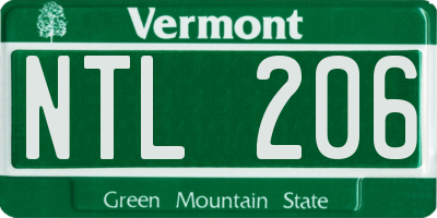 VT license plate NTL206