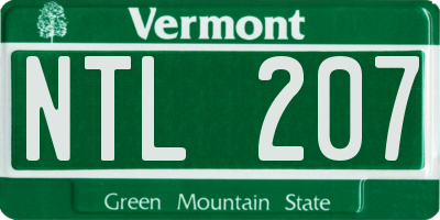VT license plate NTL207