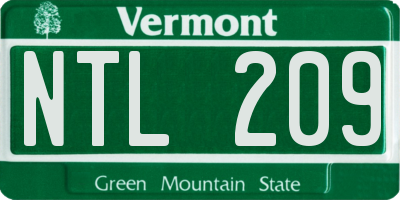 VT license plate NTL209