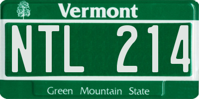 VT license plate NTL214