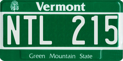 VT license plate NTL215
