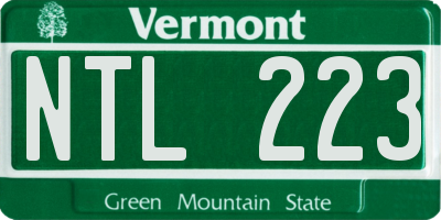 VT license plate NTL223