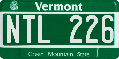 VT license plate NTL226