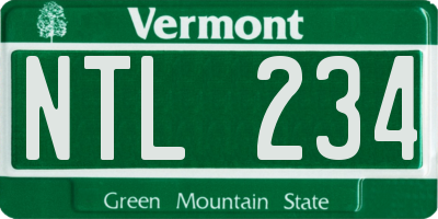 VT license plate NTL234