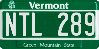 VT license plate NTL289