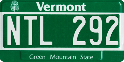 VT license plate NTL292