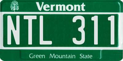 VT license plate NTL311