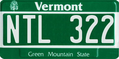VT license plate NTL322