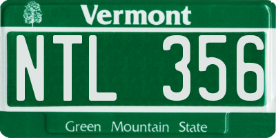 VT license plate NTL356