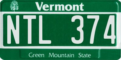 VT license plate NTL374