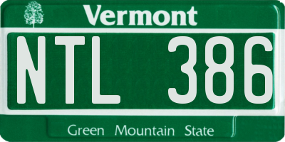 VT license plate NTL386
