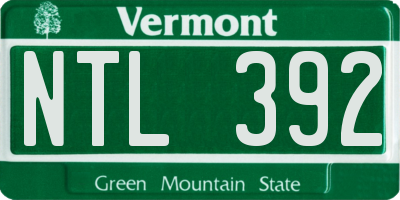 VT license plate NTL392