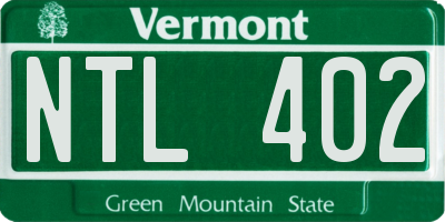 VT license plate NTL402