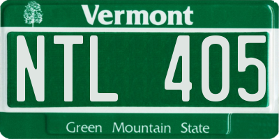 VT license plate NTL405