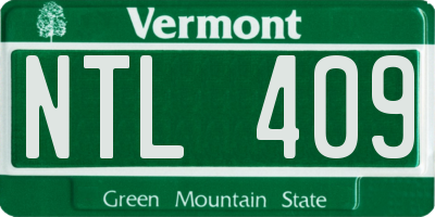 VT license plate NTL409