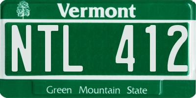 VT license plate NTL412