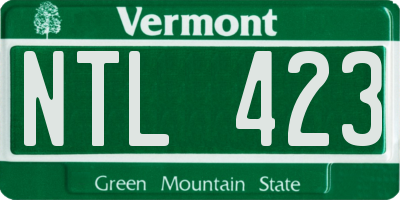 VT license plate NTL423