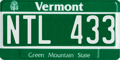VT license plate NTL433