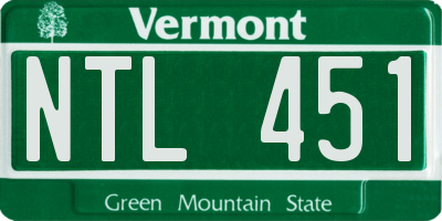 VT license plate NTL451