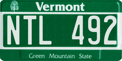 VT license plate NTL492