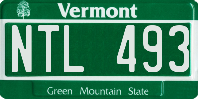 VT license plate NTL493
