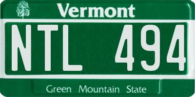 VT license plate NTL494
