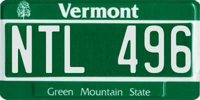VT license plate NTL496