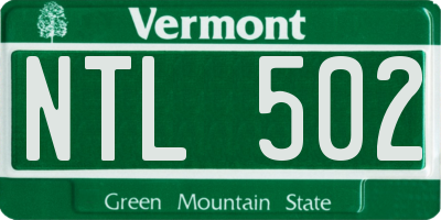 VT license plate NTL502