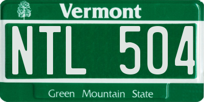VT license plate NTL504