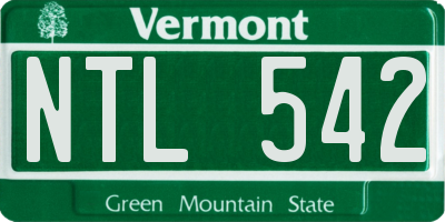 VT license plate NTL542