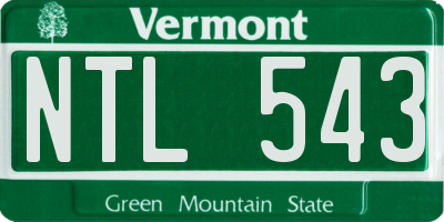 VT license plate NTL543