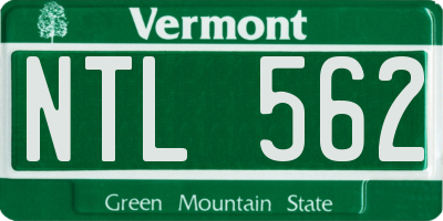 VT license plate NTL562