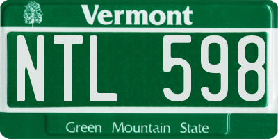 VT license plate NTL598