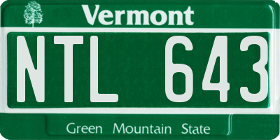 VT license plate NTL643