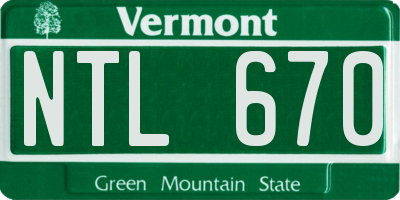 VT license plate NTL670