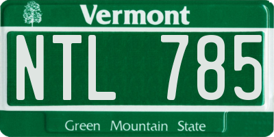 VT license plate NTL785